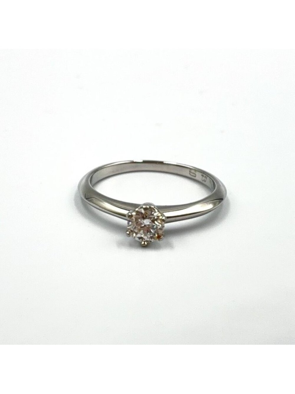 Tiffany & Co Solitaire Diamond Clear Silver Ring
